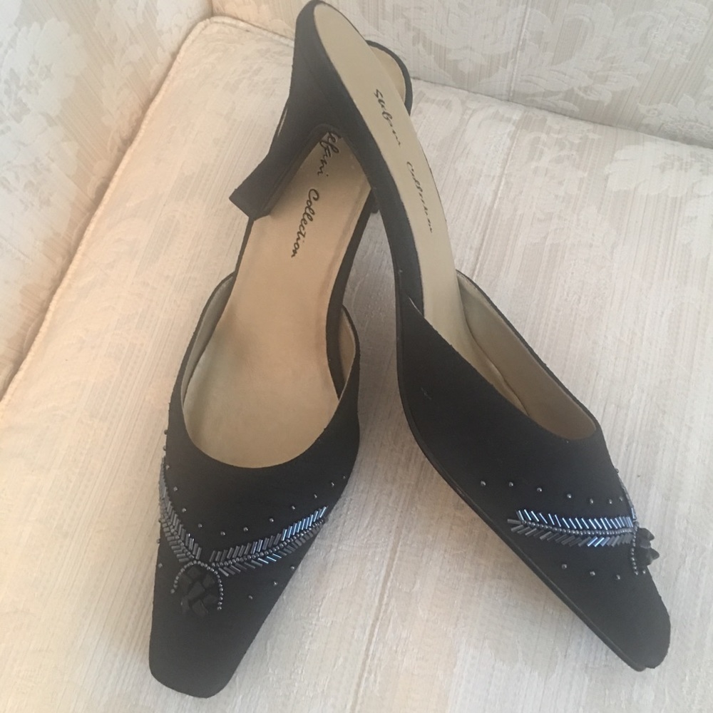 Stefani Collection Dressy black open back heels